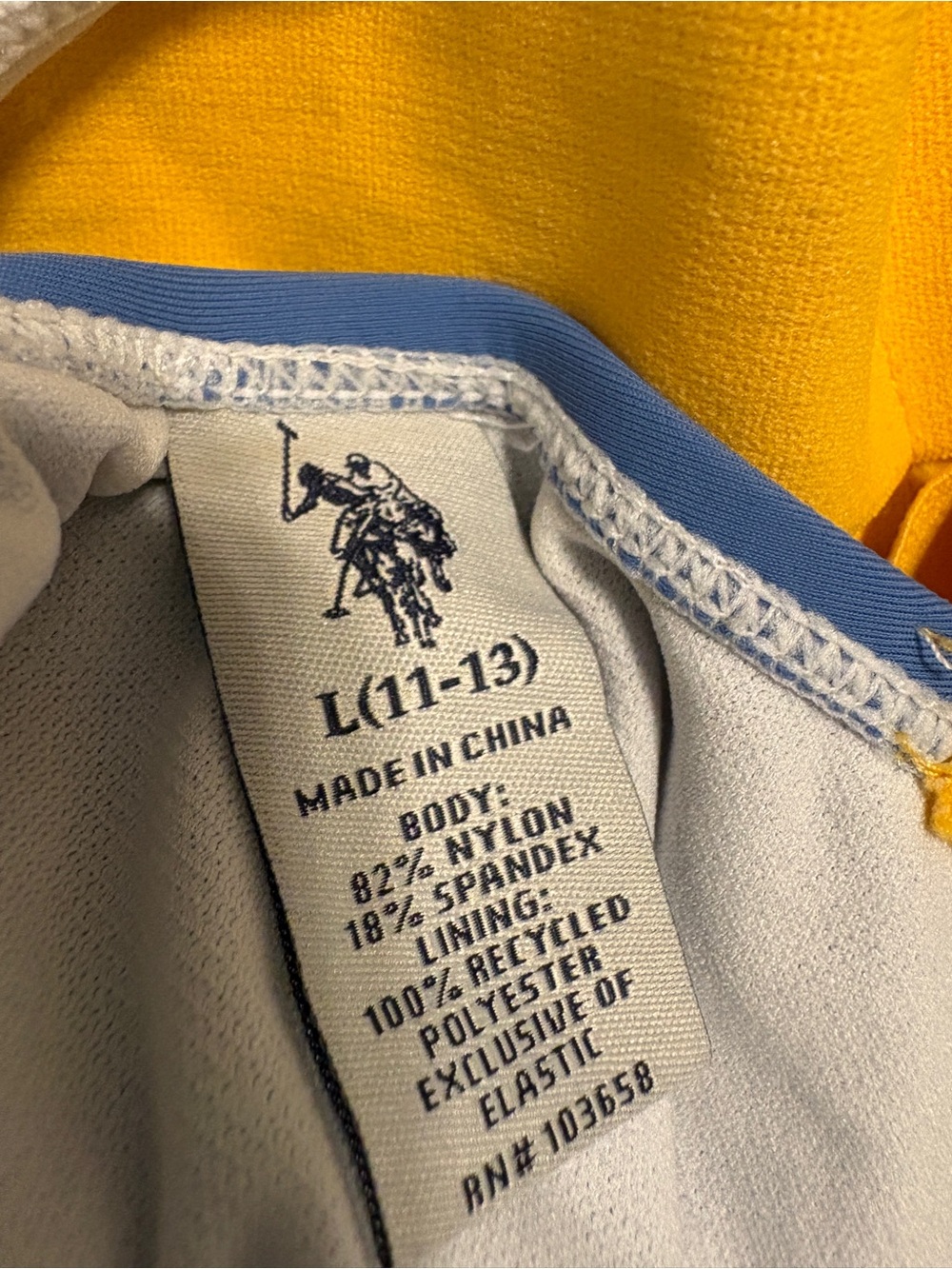 U.S. Polo Assn. White, Blue & Yellow Colorblock Zip-Front One-Piece - Picture 5 of 8
